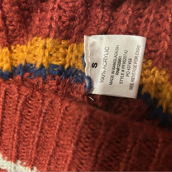 Pink Rose Rust Copper Cropped Striped Sweater Women’s Size Small Comfy - Picture 4 of 6